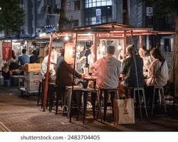 후쿠오카 나카스 강변의 야타이 포장마차